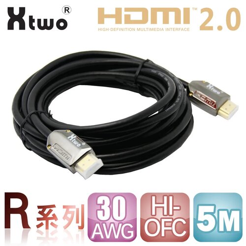 【Xtwo】R系列 HDMI 2.0 3D/4K影音傳輸線 (5M) X2-RHDMI-5M