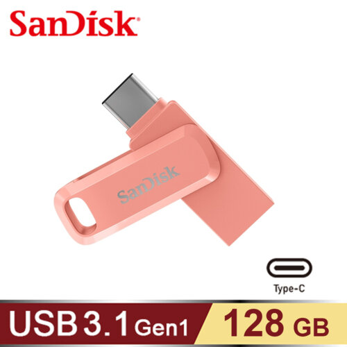 【SanDisk】Ultra Go USB Type-C 雙用隨身碟128GB 蜜桃橘