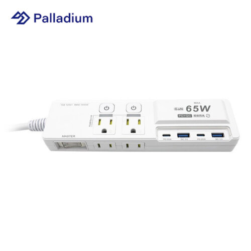 【Palladium】K-201PLC 3開4插3P 65W 氮化鎵USB延長線-白