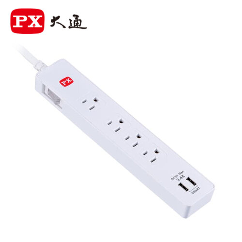 【PX 大通】PEC-314U4W 1切4座4尺USB電源延長線-1.2M