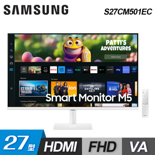 【SAMSUNG 三星】S27CM501EC M5 27型 智慧聯網螢幕 白色