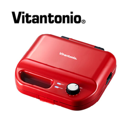 【Vitantonio】小V多功能計時鬆餅機(熱情紅) 加贈烤盤&gt;&gt;一機三烤盤款式隨機