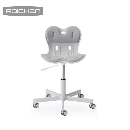【韓國 Roichen】優雅椅/辦公椅 灰色 買就送【韓國 Silicook】圓型直筒盒500ml/3入