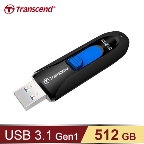 【Transcend 創見】JetFlash790 USB3.1 512GB 隨身碟 經典黑