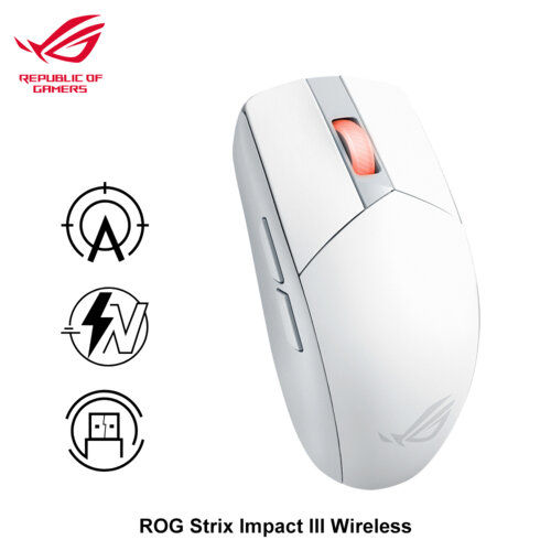 【ASUS 華碩】ROG STRIX IMPACT III 無線電競滑鼠 白色