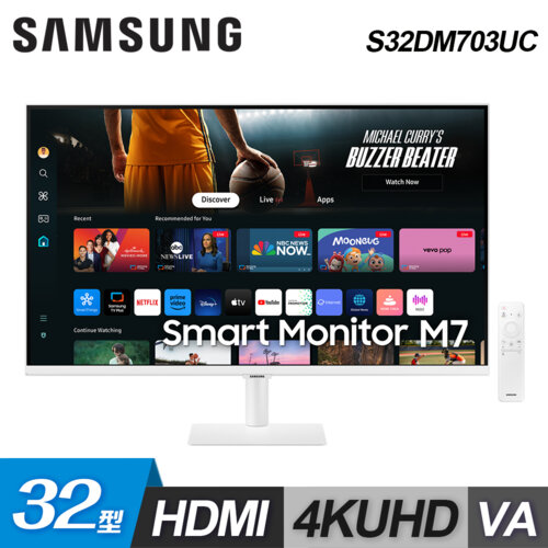 【SAMSUNG 三星】32型 S32DM703UC 4K 智慧聯網螢幕